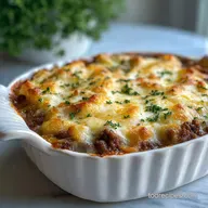 French Onion Ground Beef Casserole Recipe with Swiss