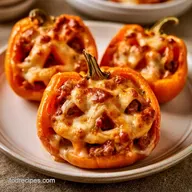 Spooky Jack-O -Lantern Stuffed Peppers
