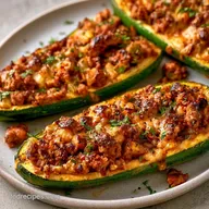 Zucchini Ground Beef Boats for 4 Servings