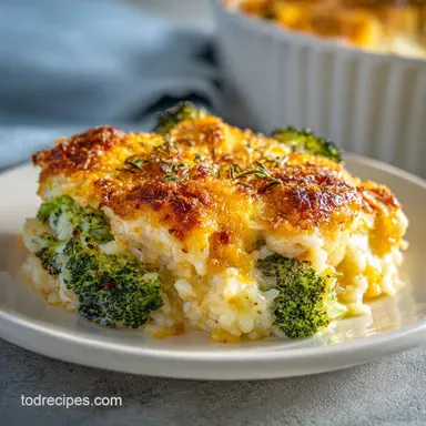 Chicken Broccoli Rice Casserole for 8 Servings Recipe Card