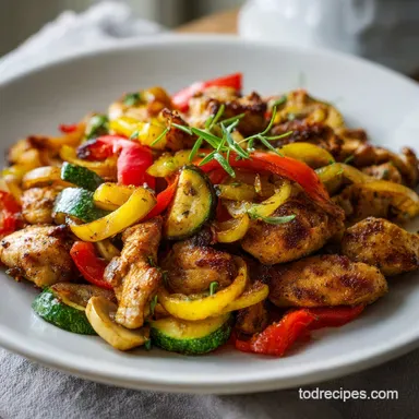 Chicken Vegetable Skillet: Pan-Seared Recipe for 4 Servings Recipe Card