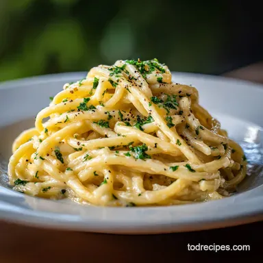 One Pot Creamy Garlic Pasta for 4 Servings Recipe Card