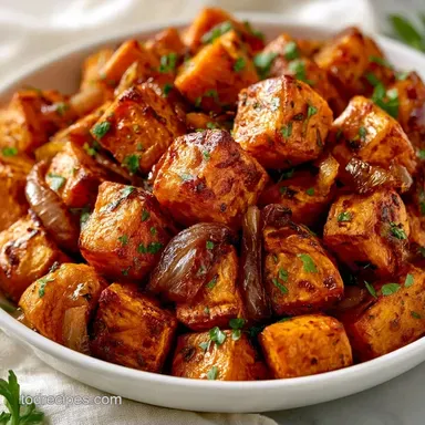 Garlic Herb Sweet Potatoes: Caramelized Recipe Card
