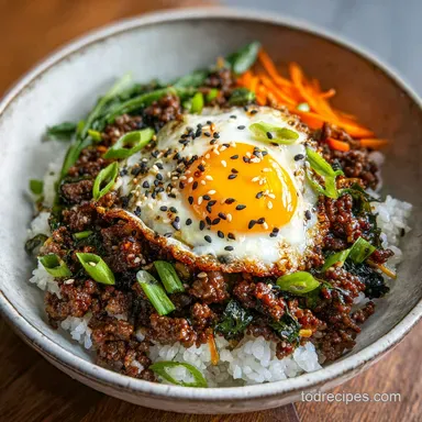 Korean Ground Beef Bowl Recipe for 4 Servings Recipe Card