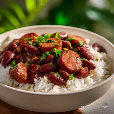 Red Beans and Rice with Andouille Sausage Recipe Card