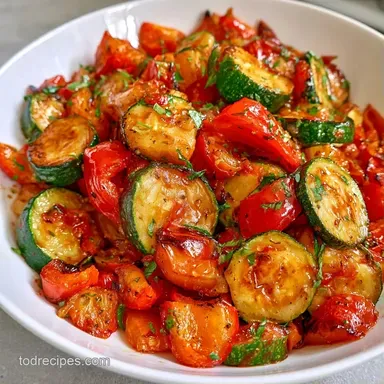 Roasted Red Pepper Zucchini in 40 Min Recipe Card