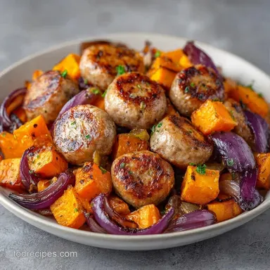Sheet Pan Sausage and Sweet Potatoes Recipe Card