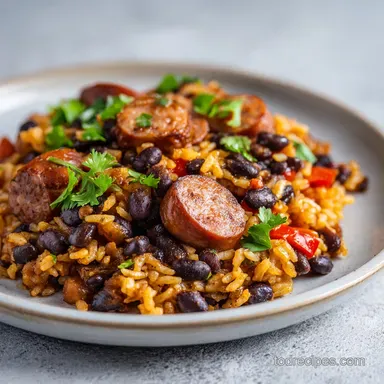 Black Beans and Rice with Sausage in 40 Min Recipe Card