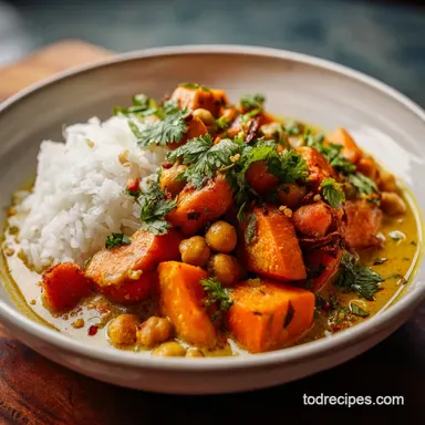 Sweet Potato and Chickpea Curry in 30 Minutes Recipe Card