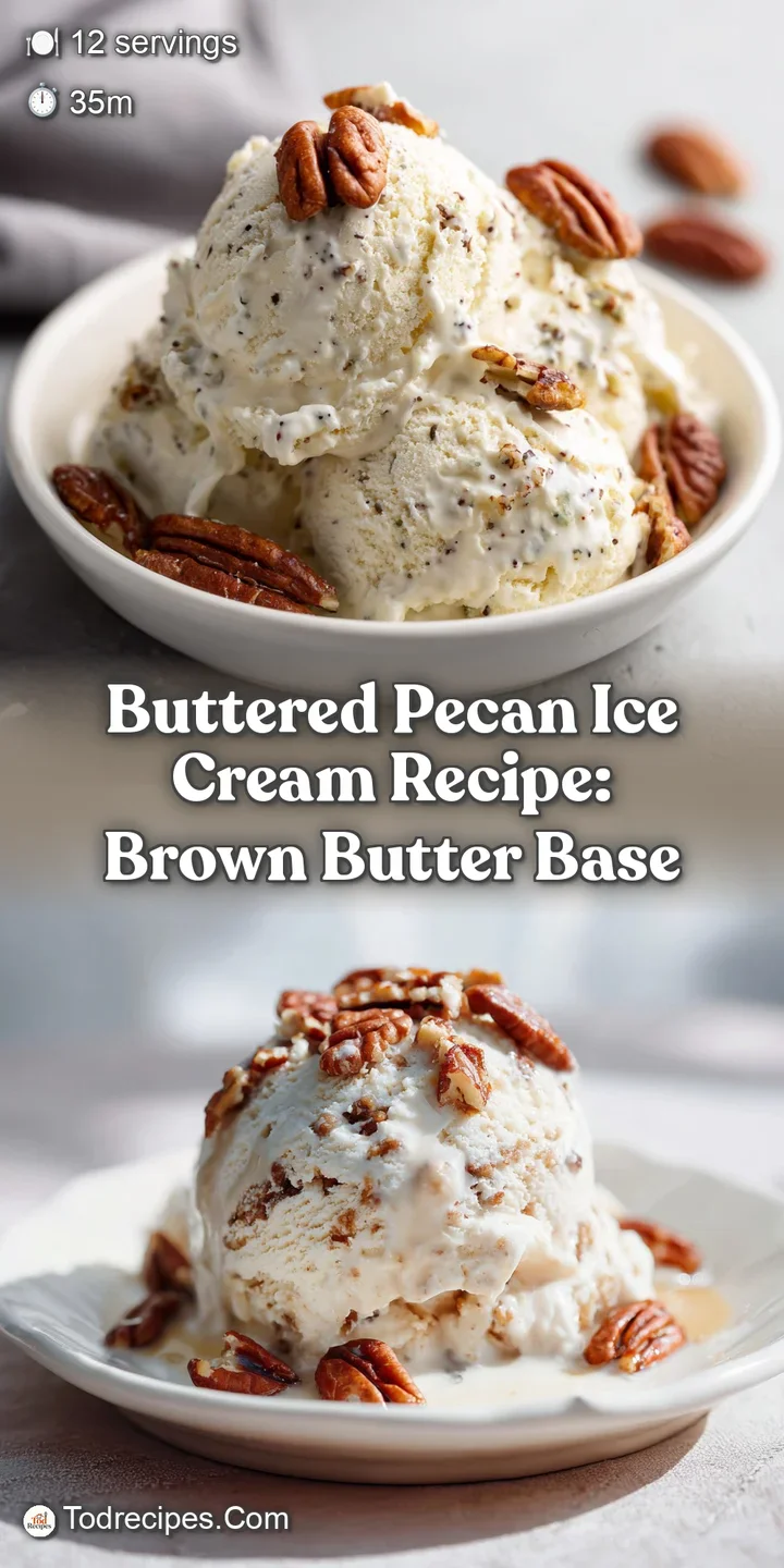 Close-up captures the rich texture of butter pecan ice cream with visible pecan pieces. Frosty sheen promises a refreshing...