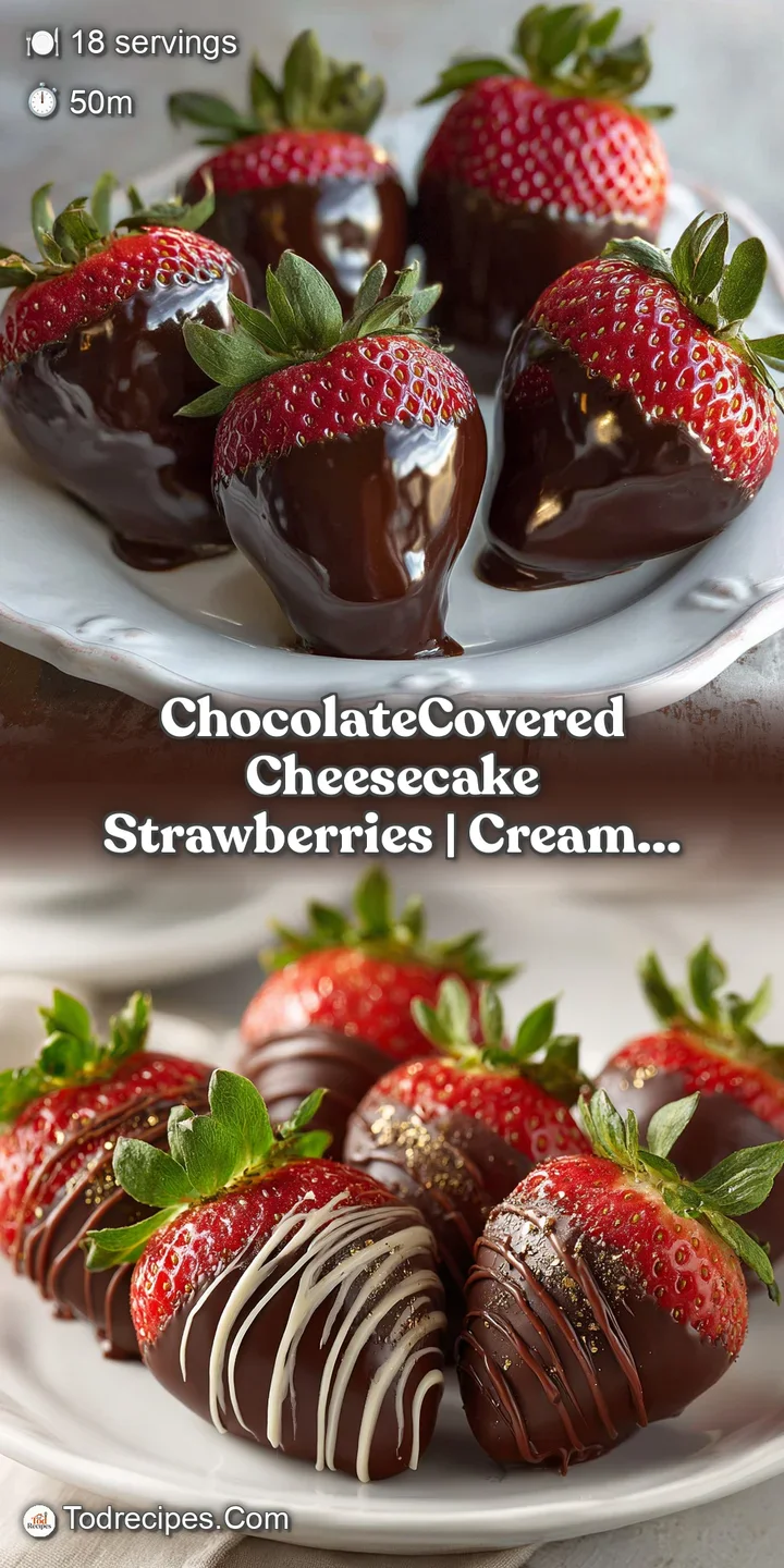 Close-up: glistening dark chocolate coats a ripe strawberry, the white chocolate drizzle creating a visually enticing text...