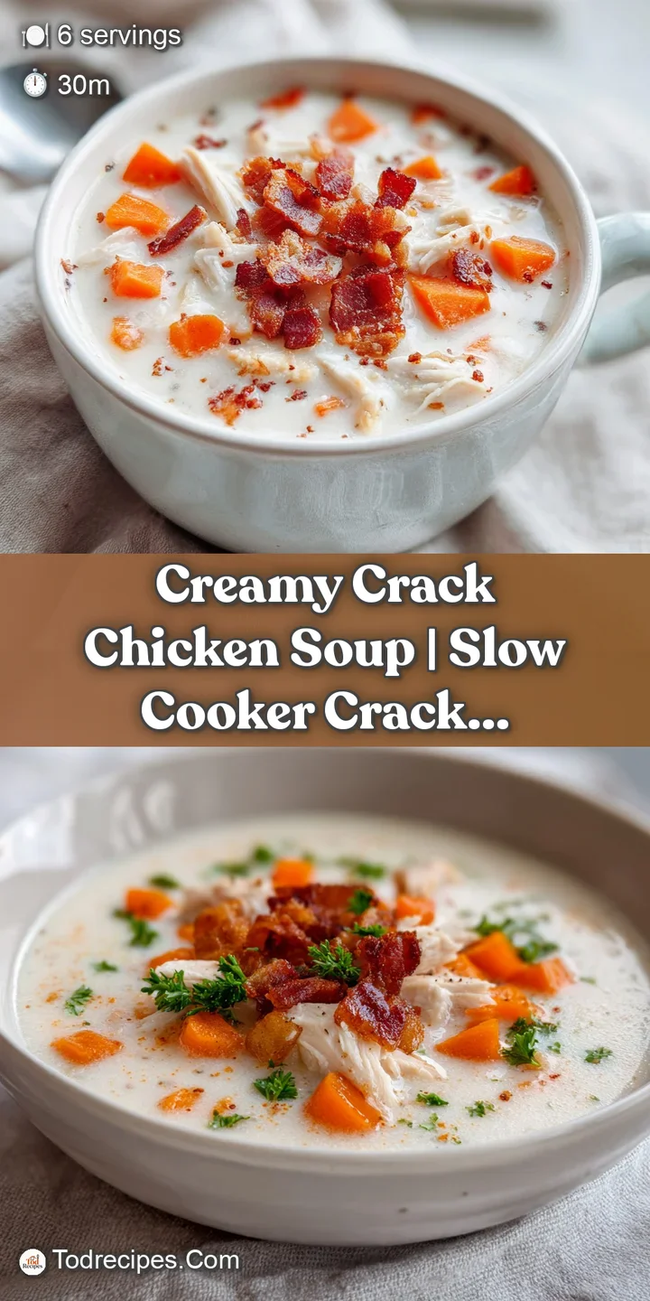 Close-up of rich, velvety white soup featuring tender shredded chicken and gooey melted cheese, steaming hot.