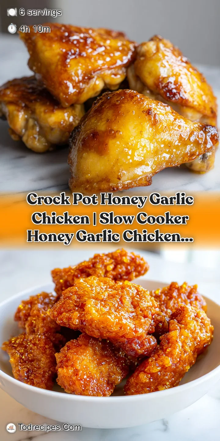Close-up of a juicy chicken thigh coated in a thick, sticky amber glaze with aromatic bits of golden minced garlic.