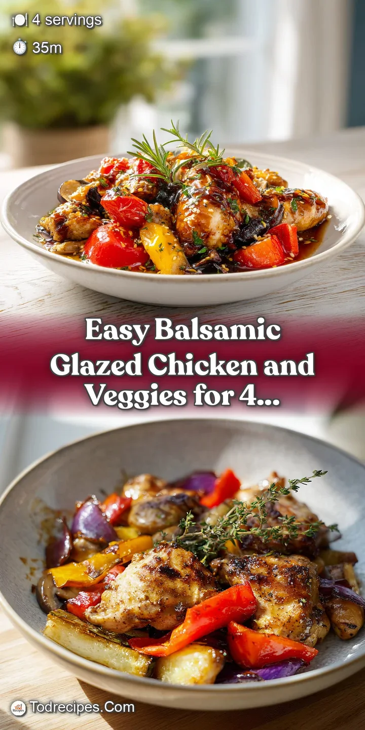 Close-up shot highlighting the sticky-sweet, deep brown glaze on tender chicken, contrasted with the bright colors of roas...