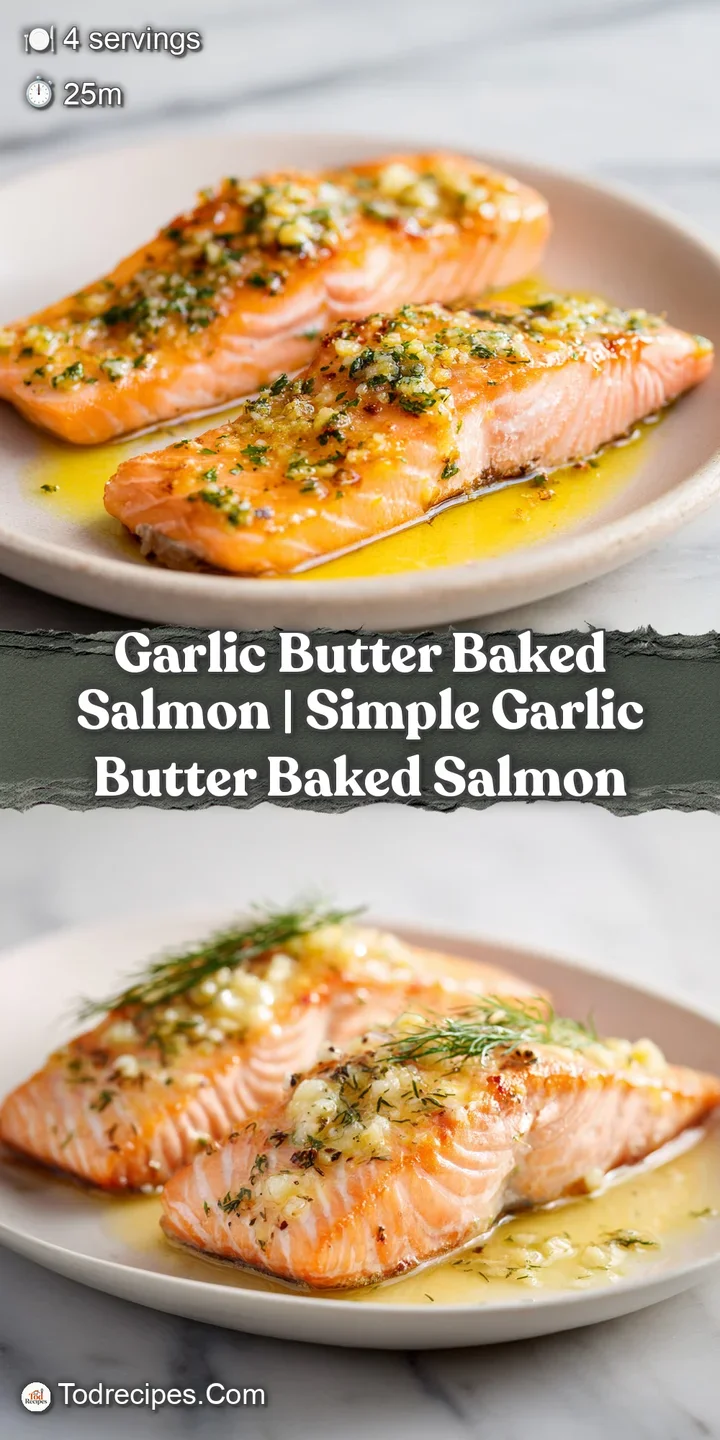 Macro shot of juicy, flaky pink salmon glistening with melted garlic butter and topped with fresh green parsley.