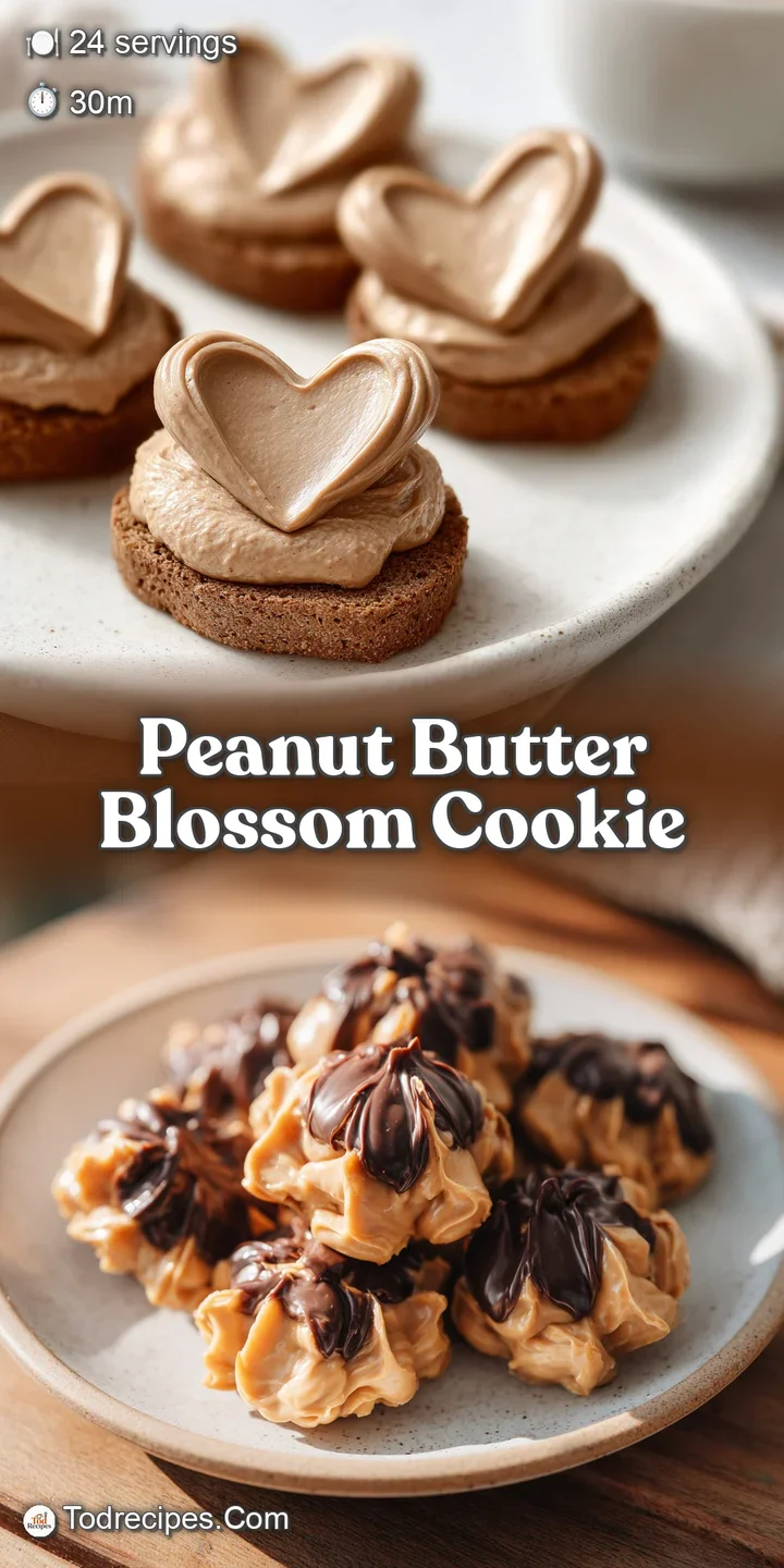 Close-up of a peanut butter blossom; cracks in the cookie reveal a soft interior; powdered sugar dusting on the chocolate ...