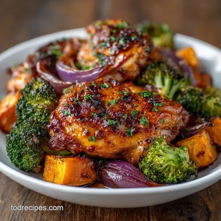 Seared poultry breast resting on a puree of orange root vegetables, topped with a drizzle of glossy pan sauce.