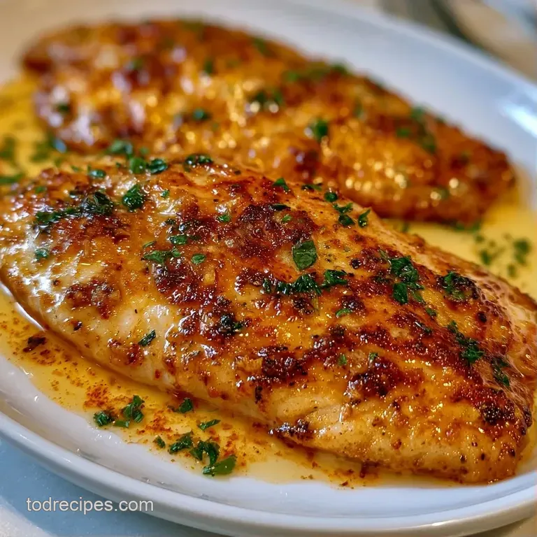 Pan-seared white fish fillets served with steamed asparagus and lemon wedges on a modern slate plate with butter glaze.