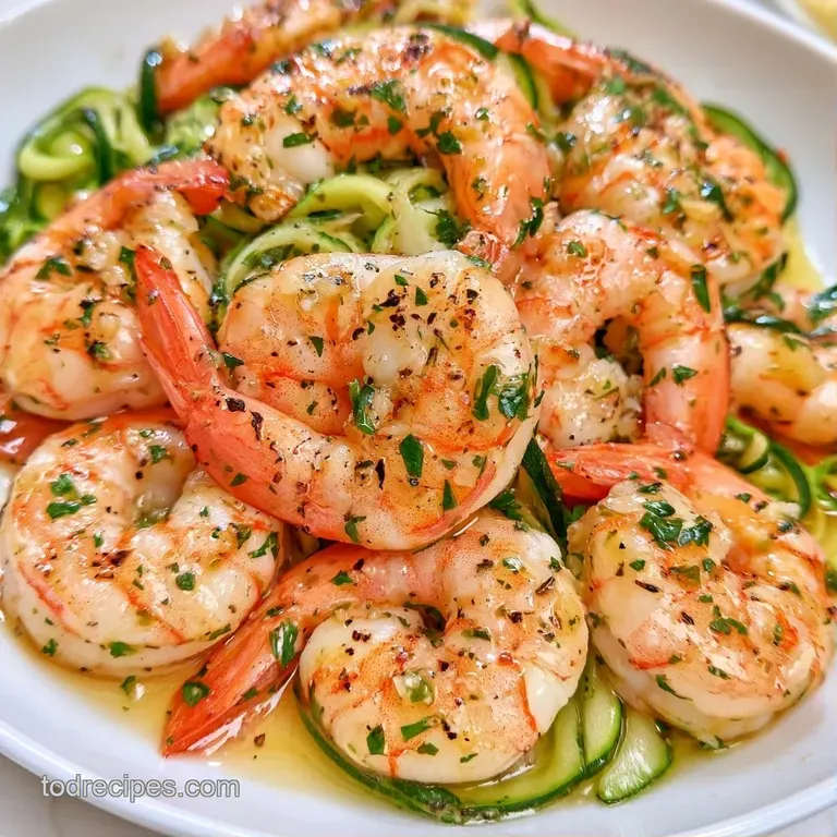 An elegant white plate of glistening green zucchini curls drizzled with butter and a wedge of fresh yellow lemon.