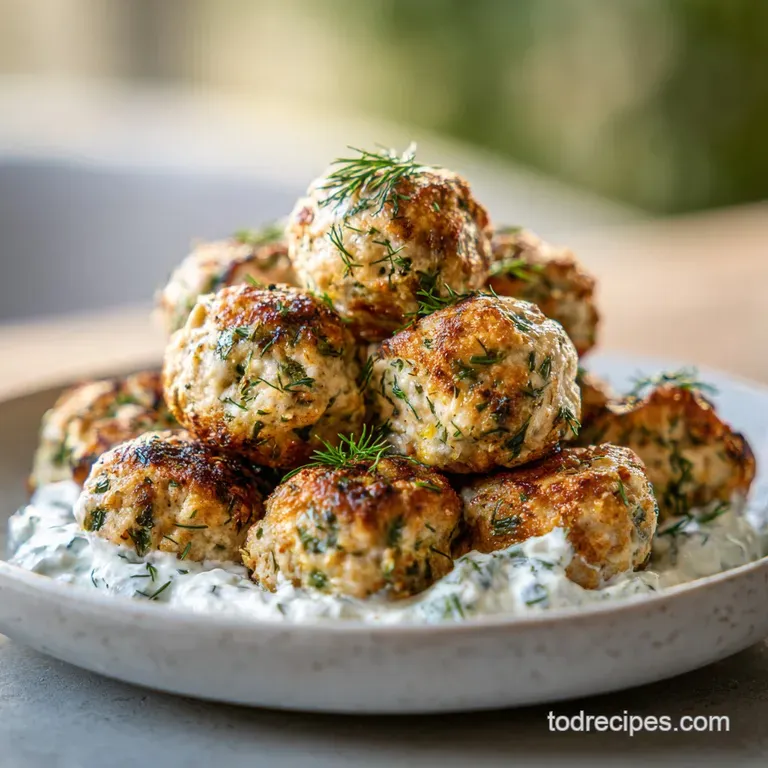 Greek Turkey Meatballs with Velvety Tzatziki