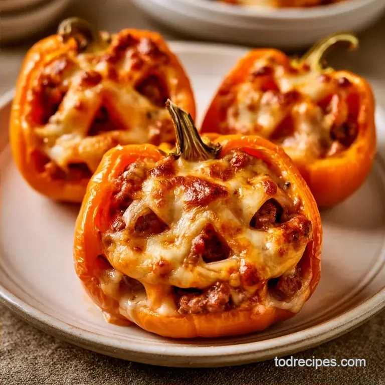 Spooky Jack-O -Lantern Stuffed Peppers
