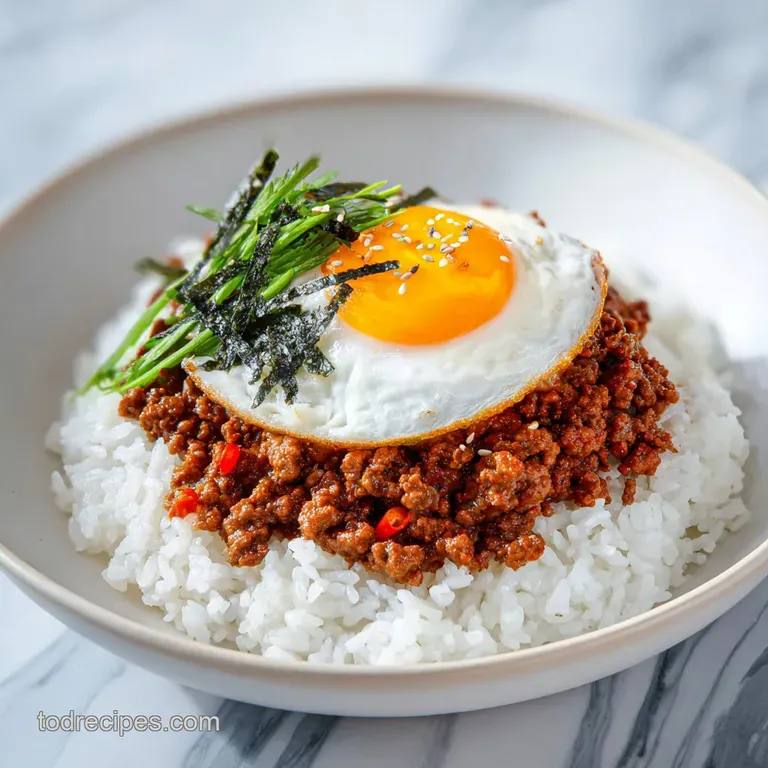 Korean Ground Beef Bowl with Sticky Glaze