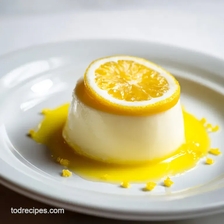 Elegant lemon dessert slice on a white plate, dusted with powdered sugar. Zesty, bright yellow filling against a golden cr...