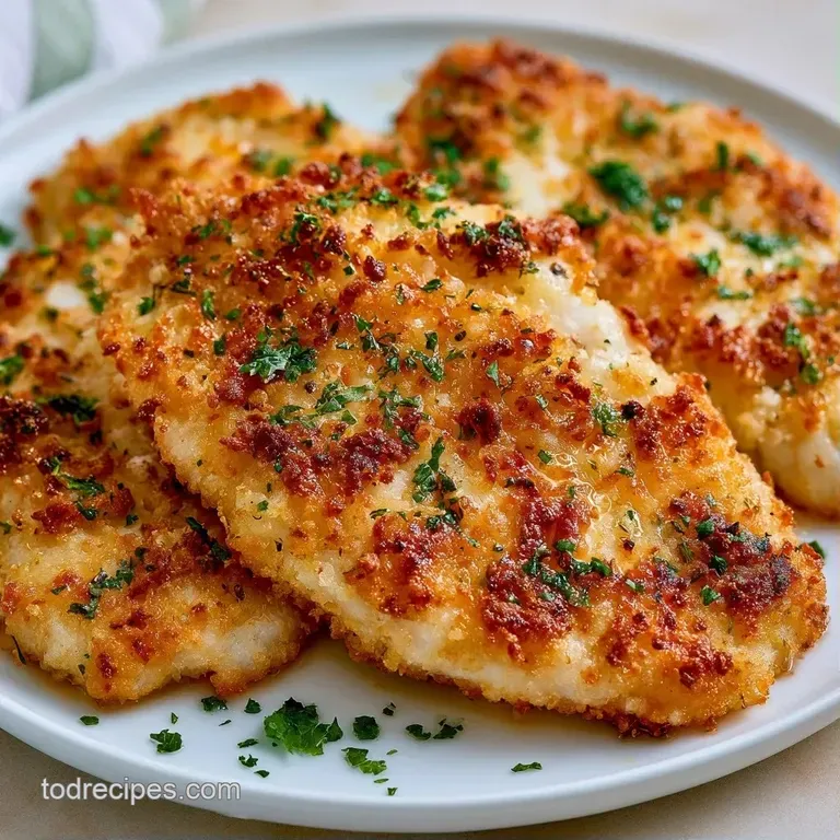 A flaky white fish fillet with a toasted golden crust, served on a white plate with steamed asparagus and lemon.
