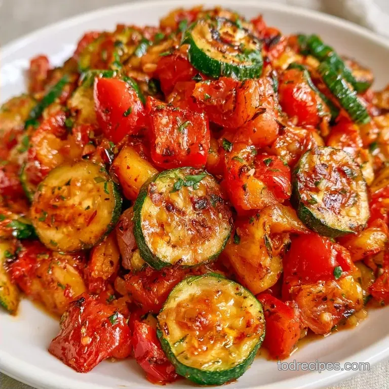 Healthy Roasted Red Pepper Zucchini