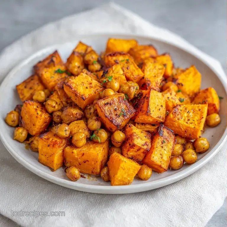 Four roasted sweet potato halves on a white ceramic platter, garnished with fresh parsley and cracked black pepper.