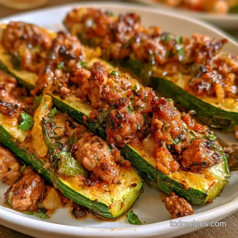 Sausage Stuffed Zucchini: Baked Italian Style