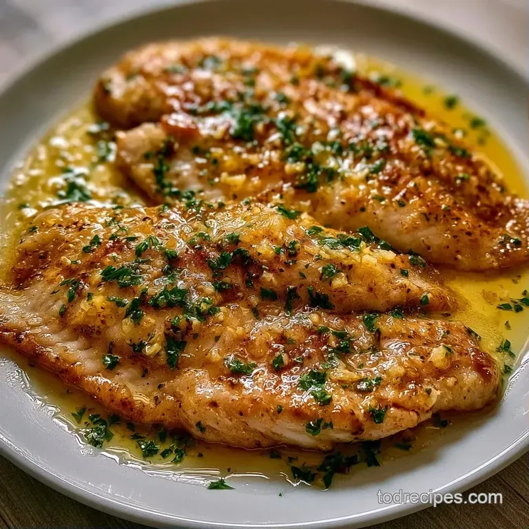 Tender white fish fillets served on a ceramic plate with roasted asparagus and a wedge of bright yellow lemon.