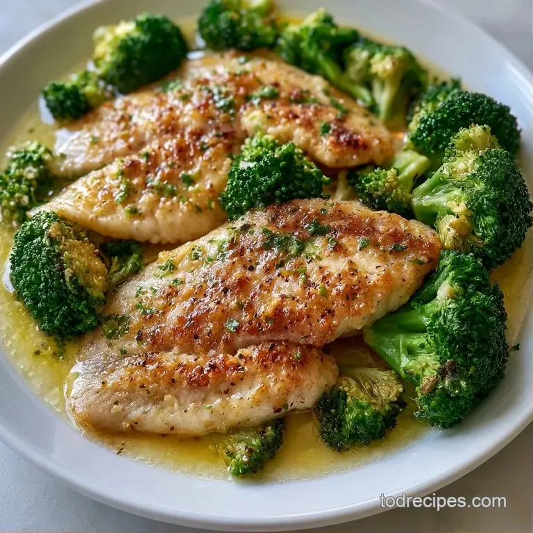 Seared white fish fillets atop a bed of vibrant green steamed broccoli florets on a minimalist slate platter.